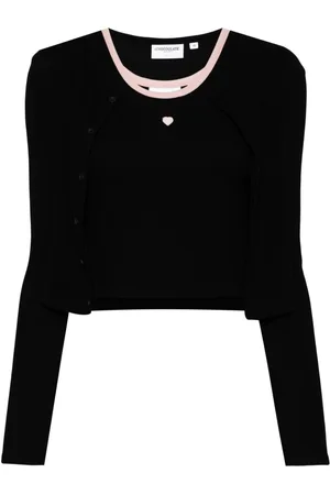 Chocoolate Heart-appliqué cotton cardigan