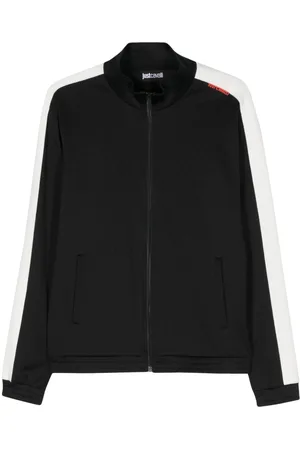 Roberto Cavalli Jacquard-logo motif zipped sweatshirt