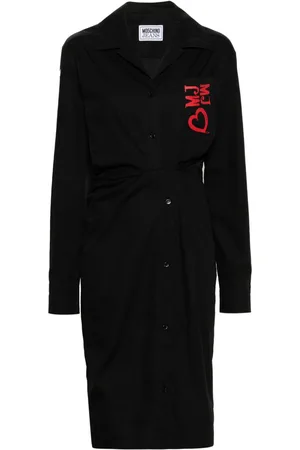 Moschino Logo-embroidered poplin midi dress
