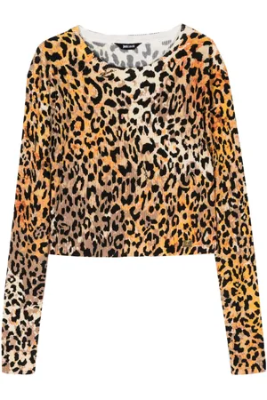 Roberto Cavalli Animal-print knitted top
