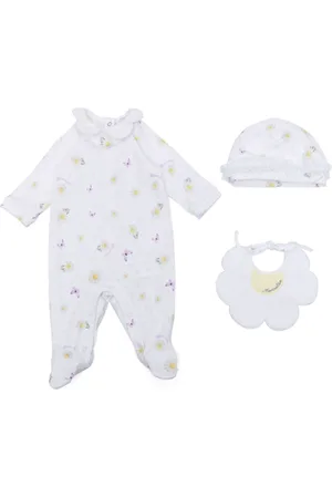 MONNALISA Floral-motif cotton babygrow set