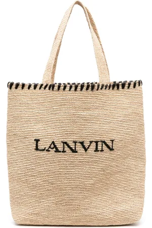 Lanvin Logo-embroidered raffia tote bag
