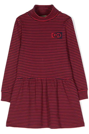 Gucci High-neck striped cotton dress