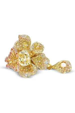 Anabela Chan 18kt yellow vermeil Canary Peony Butterfly gemstone ring