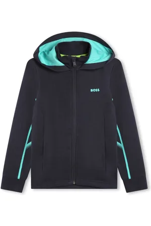 HUGO BOSS Logo-print stripe-trim hoodie