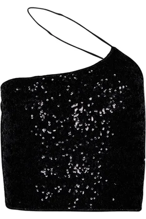 Oseree Sequin-embellished crop top