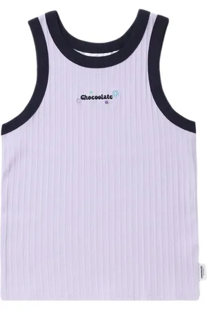 Chocoolate Logo-embroidered ribbed tank top