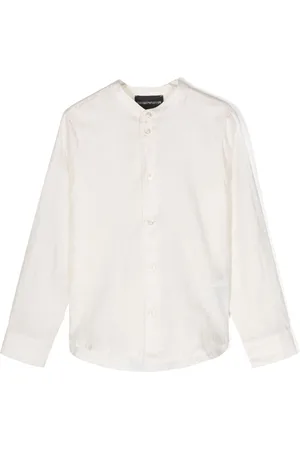 Emporio Armani Logo-jacquard band-collar shirt