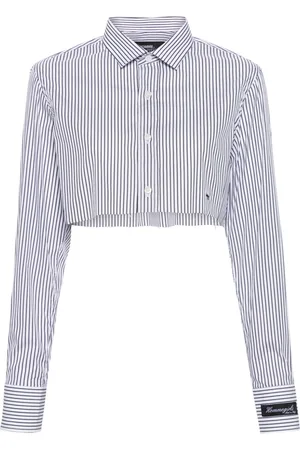HOMMEGIRLS Embroidered-logo striped shirt