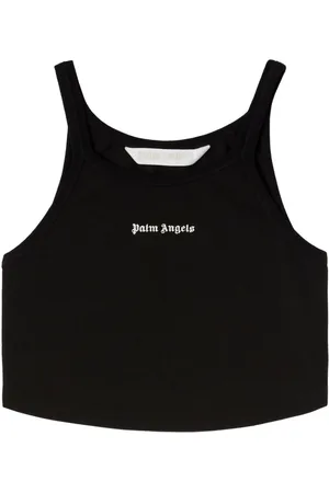 Palm Angels Logo-print cropped tank top