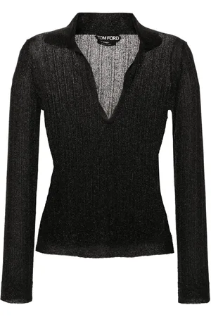 Tom Ford Metallic-threading knitted polo shirt