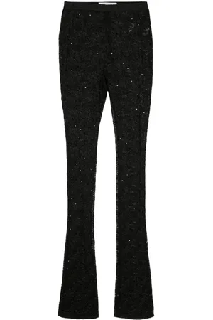 Alessandra Rich Floral-lace semi-sheer leggings