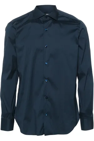BARBA Classic-collar poplin shirt