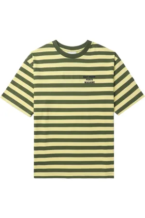 Drôle de Monsieur Slogan-print striped T-shirt