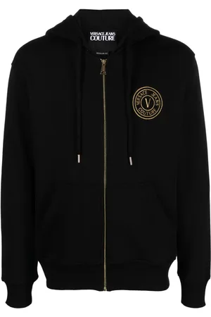 VERSACE Logo-embroidered cotton hoodie