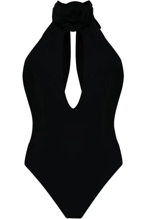 MAGDA BUTRYM Floral-appliqué halterneck swimsuit