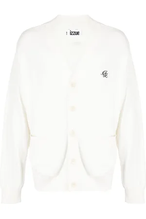 Izzue Logo-embroidered cotton cardigan