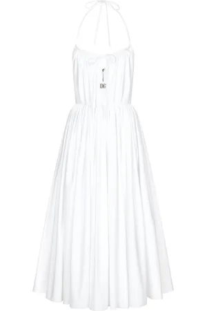 Dolce & Gabbana Logo-plaque cotton halterneck dress