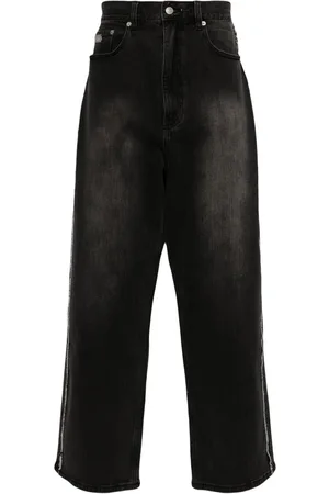 Izzue Drop-crotch logo-plaque jeans
