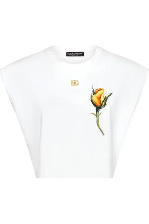 Dolce & Gabbana Rose-appliqué cropped T-shirt