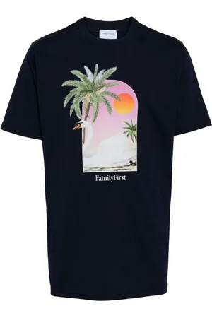 Family First Swan-print cotton T-shirt