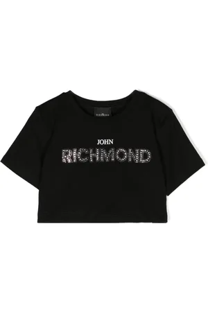 John Richmond Rhinestone-logo cropped T-shirt