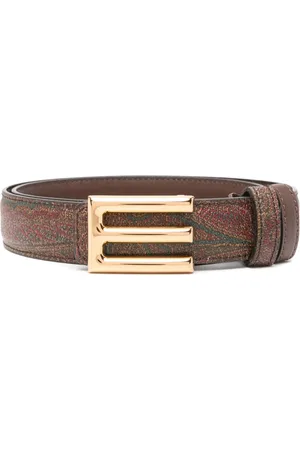 Etro Paisley-jacquard leather belt
