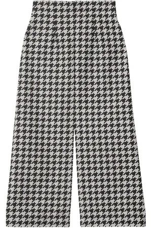 Burberry Houndstooth-pattern gabardine cropped trousers