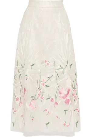 Elie saab Floral-embroidered tulle skirt