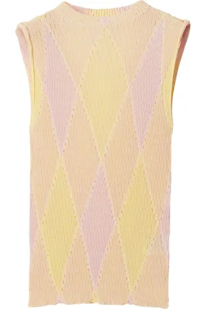 Burberry Crew-neck argyle intarsia-knit top