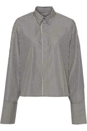 Ami Striped cropped cotton shirt