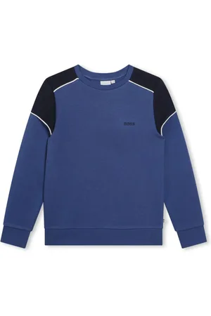 HUGO BOSS Panelled logo-print cotton sweatshirt