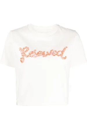 Izzue Reserved beaded cropped T-shirt