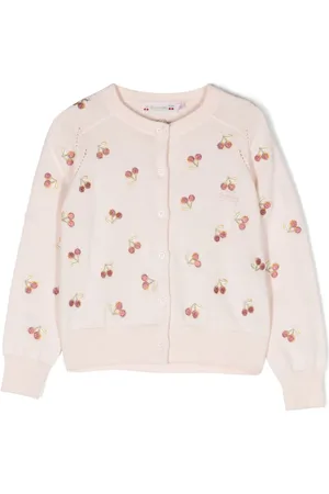 BONPOINT Cherry-embroidered cotton cardigan
