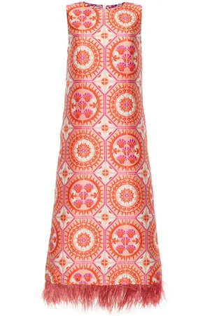 La DoubleJ Column feathered midi dress