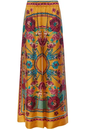 La DoubleJ Graphic-print silk palazzo pants