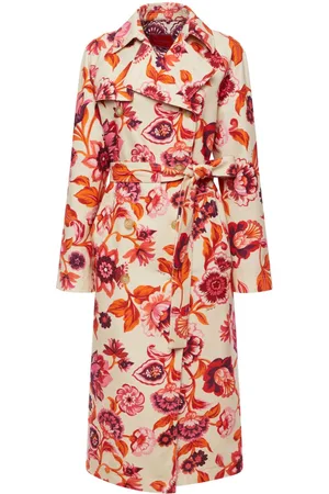 La DoubleJ Floral-print cotton trench coat