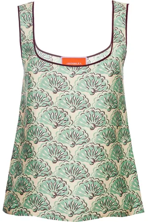 La DoubleJ Twirl graphic-print silk top
