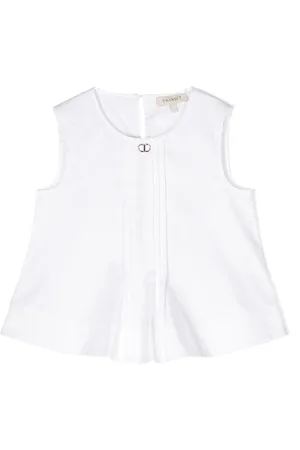Twin-Set Logo-plaque pintucked top
