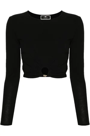Elisabetta Franchi Ring-embellished cropped jumper
