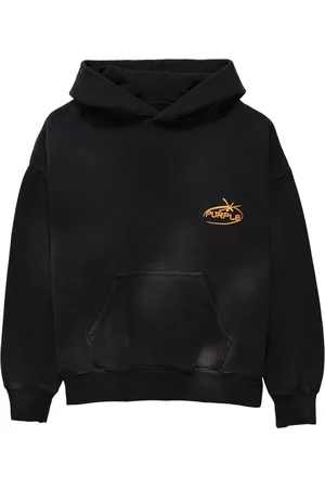 Purple Brand Imprint logo-embroidered cotton hoodie