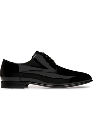 Bally Almond-toe patent-finish derby shoes