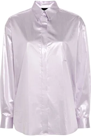 Pinko Logo-embroidered metallic shirt