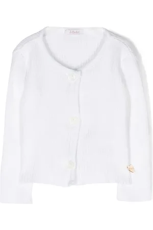 Le Bebé Enfant Logo-plaque ribbed-knit cardigan
