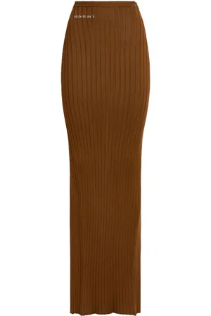 Marni Logo-jacquard ribbed skirt