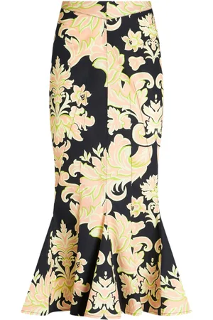 Etro Abstract-print cotton midi skirt