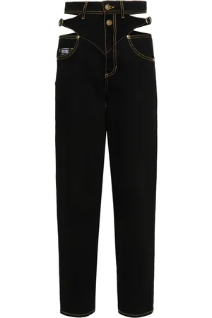 VERSACE Logo-engraved straight jeans