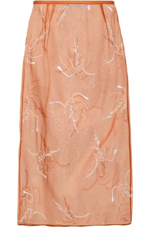 Prada Embroidered organza midi skirt