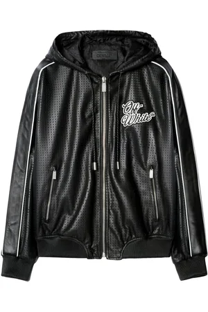 OFF-WHITE Logo-appliqué leather jacket