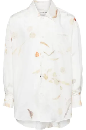 Feng Chen Wang Leaf-print silk shirt